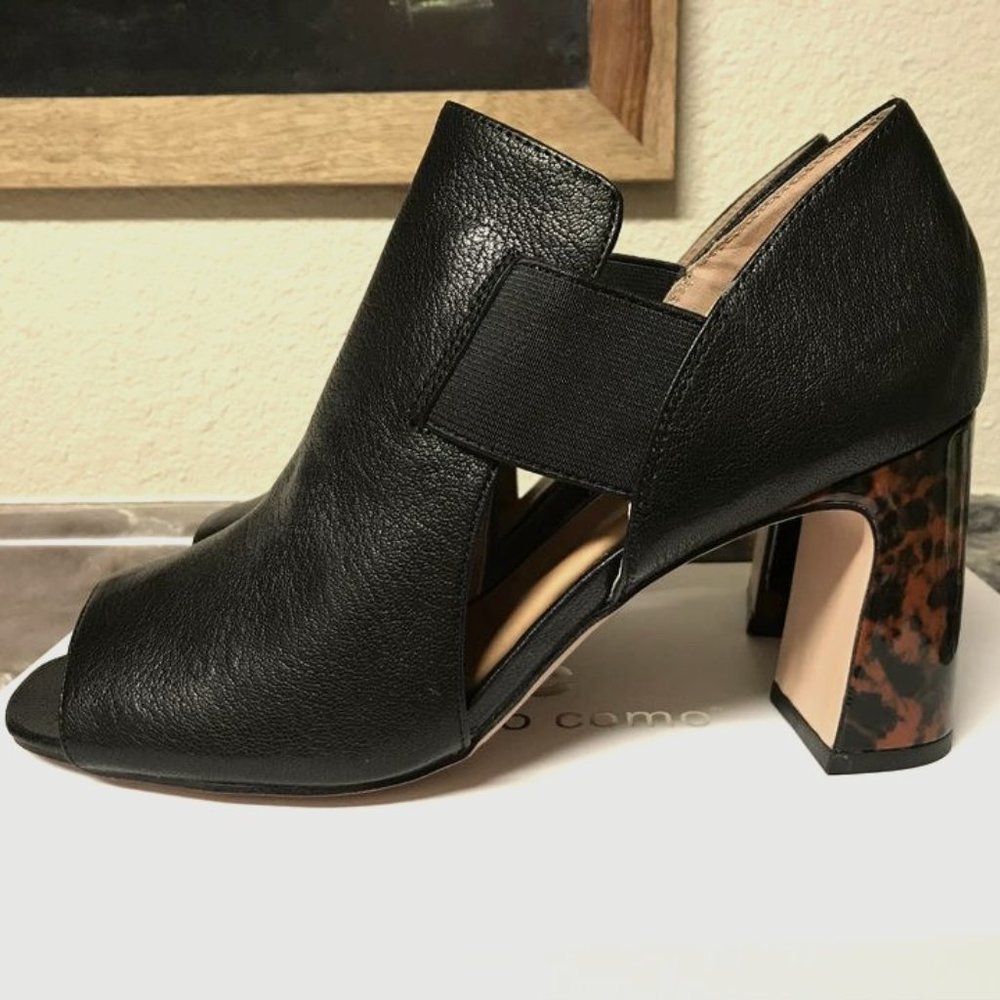 NEW 8.5 Corso Como Black Leather Tortoise Heel
